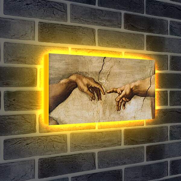 Лайтбокс световая панель - Сотворение Адама (фрагмент). Микеланджело Буонарроти