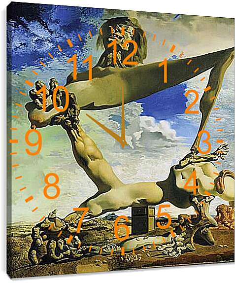 Часы картина - Мягкая конструкция с варёными бобами (Предчувствие гражданской войны). Сальвадор Дали