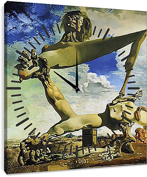 Часы картина - Мягкая конструкция с варёными бобами (Предчувствие гражданской войны). Сальвадор Дали