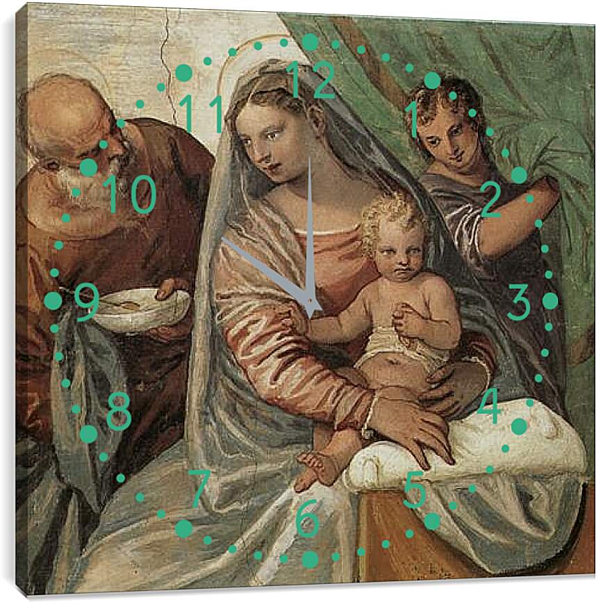 Часы картина - Мадонна кормящая Младенца похлебкой. Вилла Мазер. Паоло Веронезе