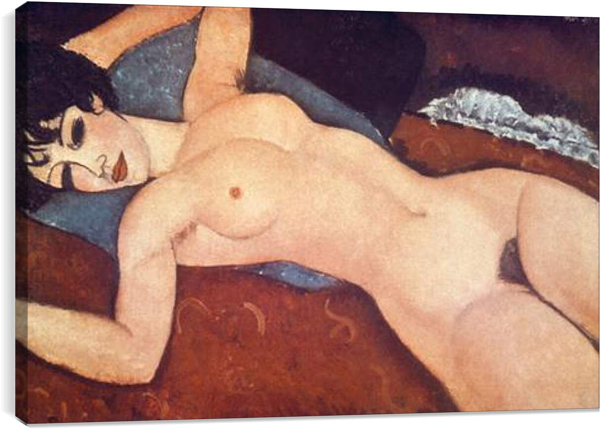 Постер и плакат - Nude on cushion. Обнаженная на подушке. Амедео Модильяни