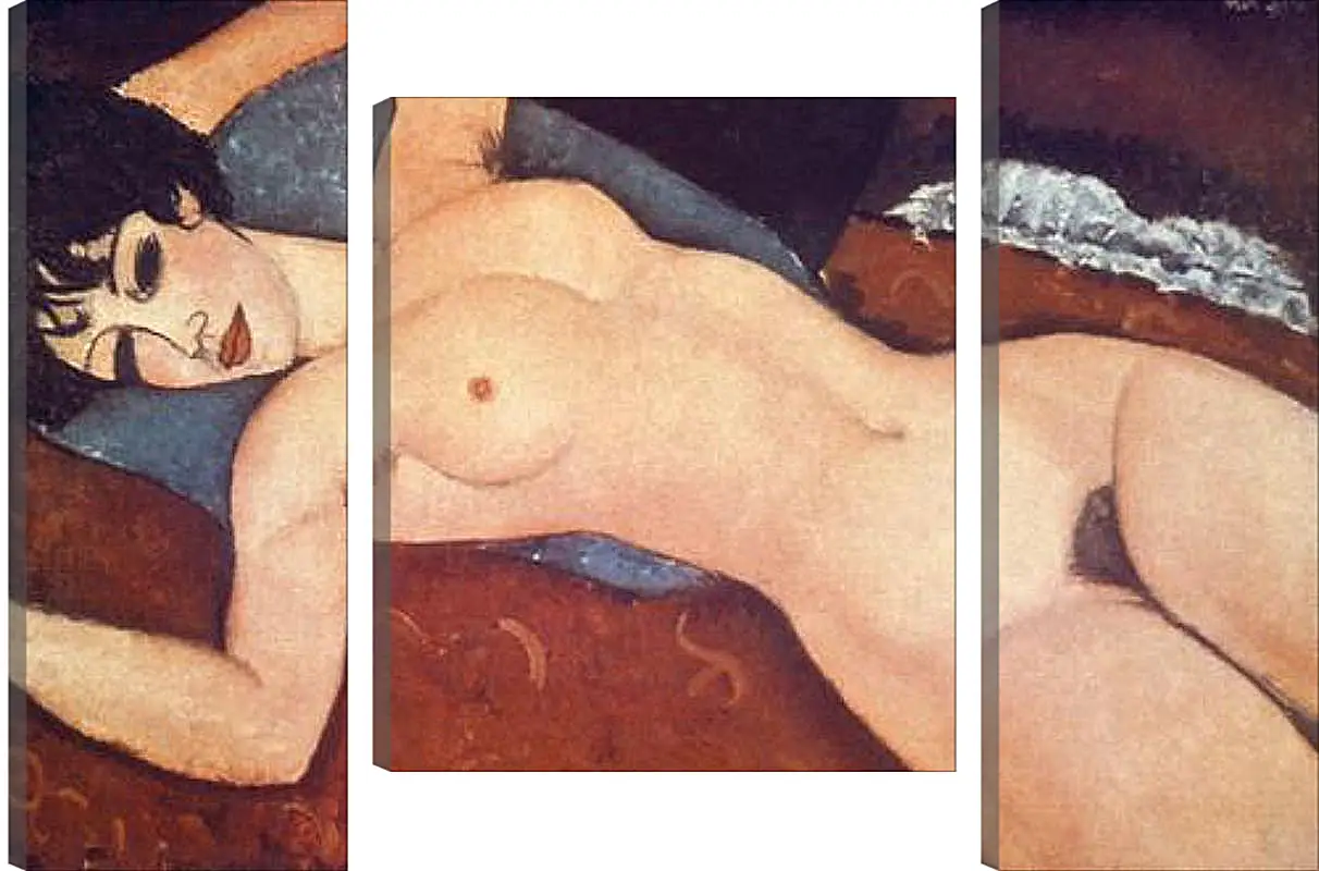 Модульная картина - Nude on cushion. Обнаженная на подушке. Амедео Модильяни