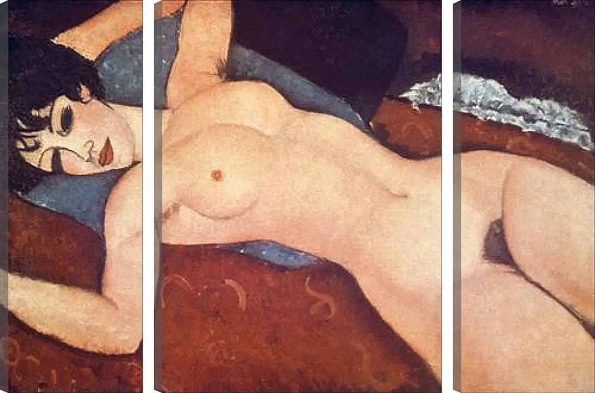 Модульная картина - Nude on cushion. Обнаженная на подушке. Амедео Модильяни