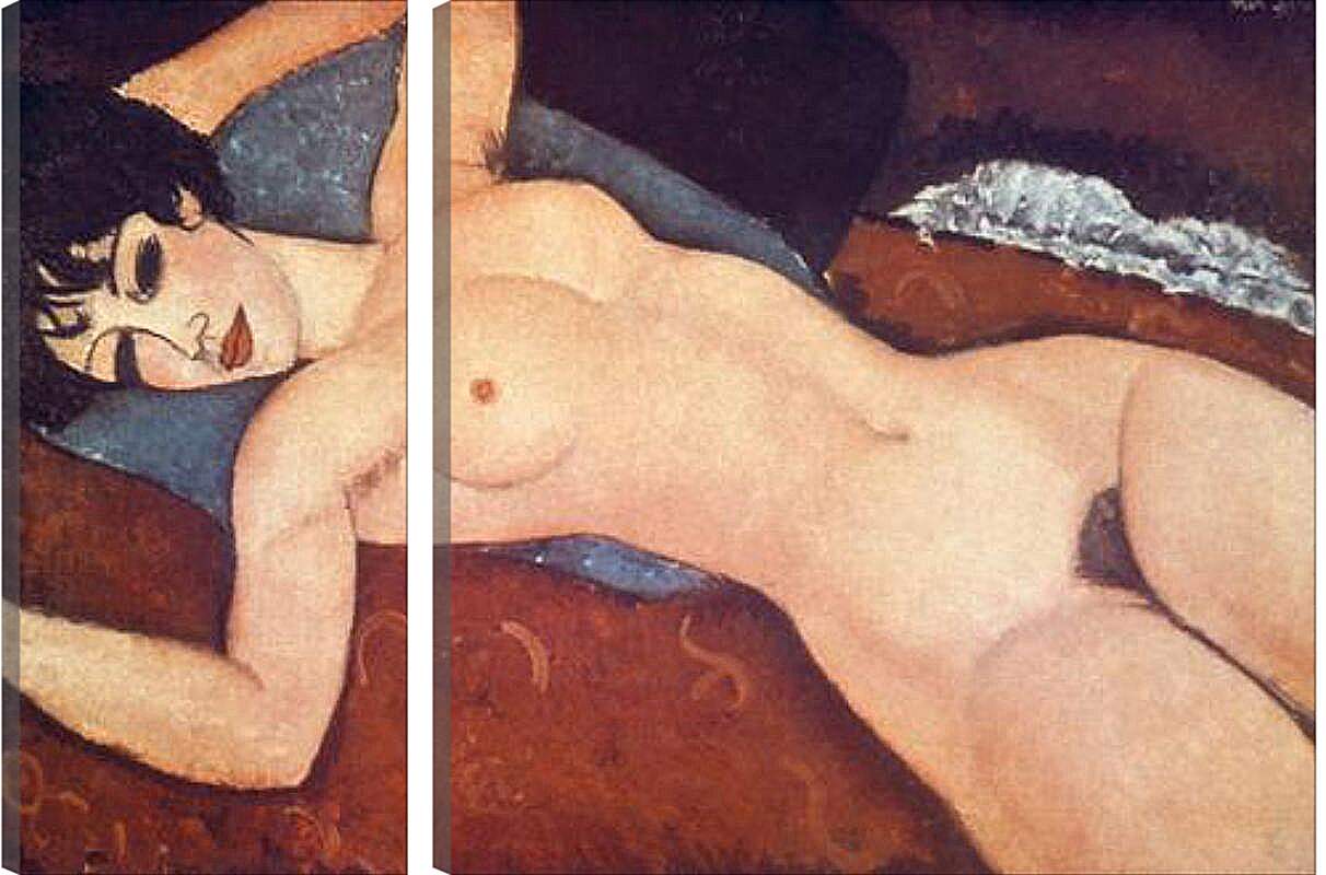 Модульная картина - Nude on cushion. Обнаженная на подушке. Амедео Модильяни