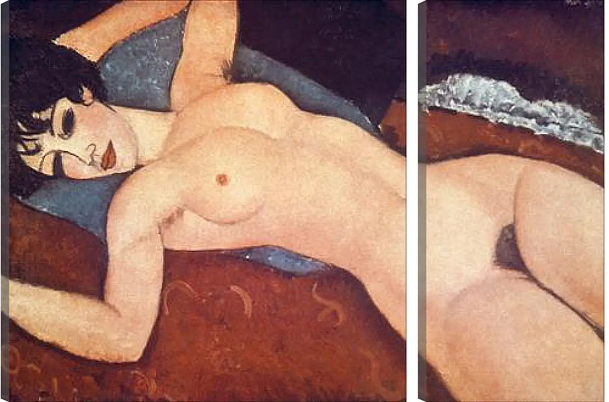 Модульная картина - Nude on cushion. Обнаженная на подушке. Амедео Модильяни