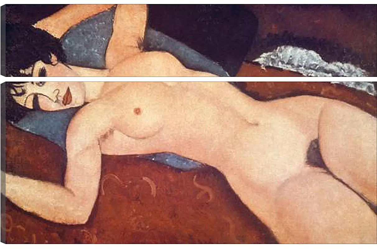 Модульная картина - Nude on cushion. Обнаженная на подушке. Амедео Модильяни