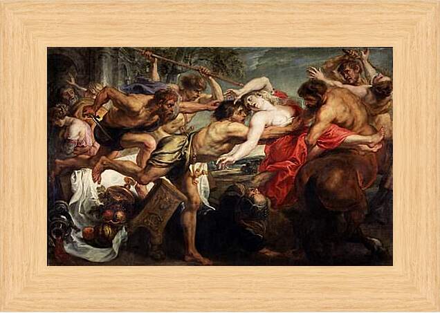 Картина в раме - битва Лапифов и кентавров. Питер Пауль Рубенс