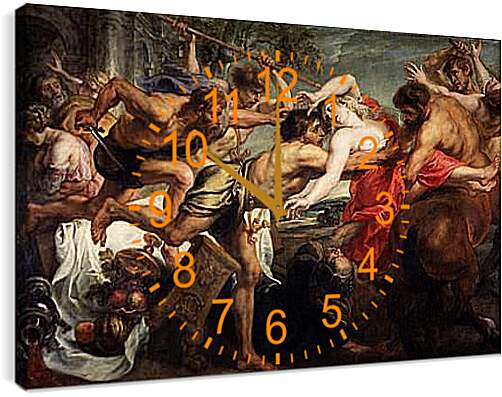 Часы картина - битва Лапифов и кентавров. Питер Пауль Рубенс