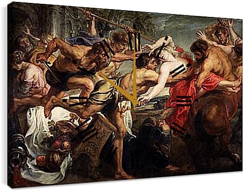 Часы картина - битва Лапифов и кентавров. Питер Пауль Рубенс