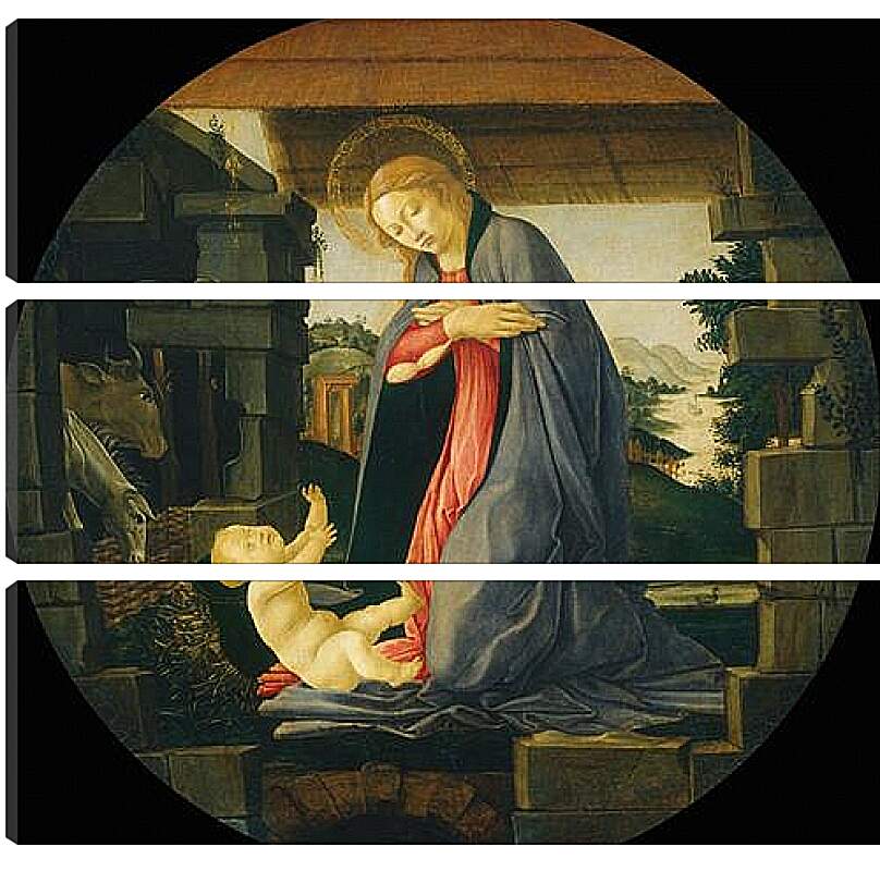 Модульная картина - The Virgin Adoring the Child. Сандро Боттичелли