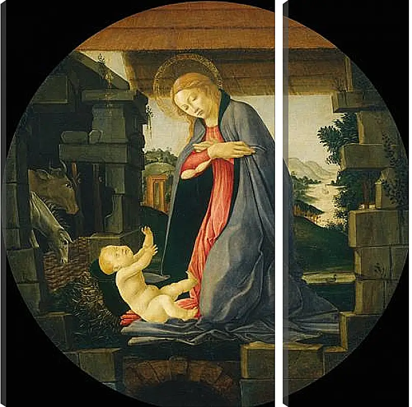 Модульная картина - The Virgin Adoring the Child. Сандро Боттичелли