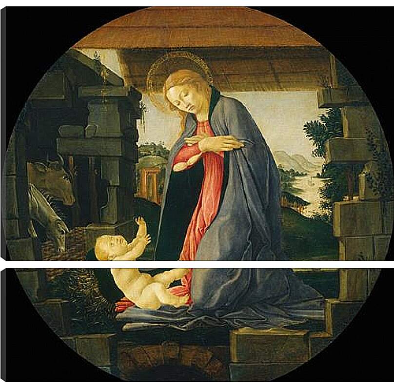 Модульная картина - The Virgin Adoring the Child. Сандро Боттичелли