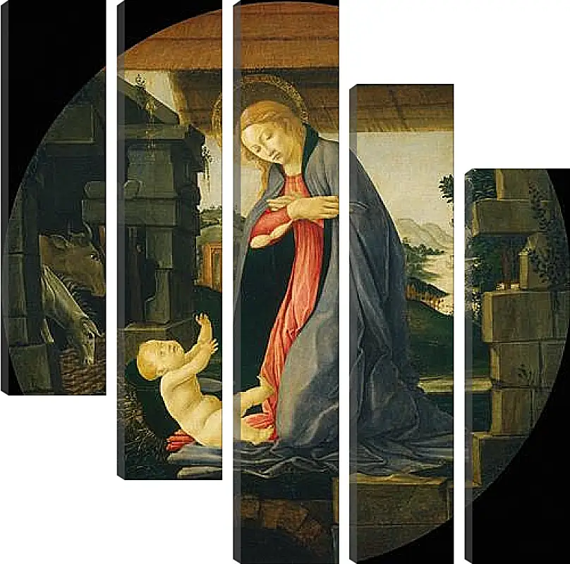 Модульная картина - The Virgin Adoring the Child. Сандро Боттичелли