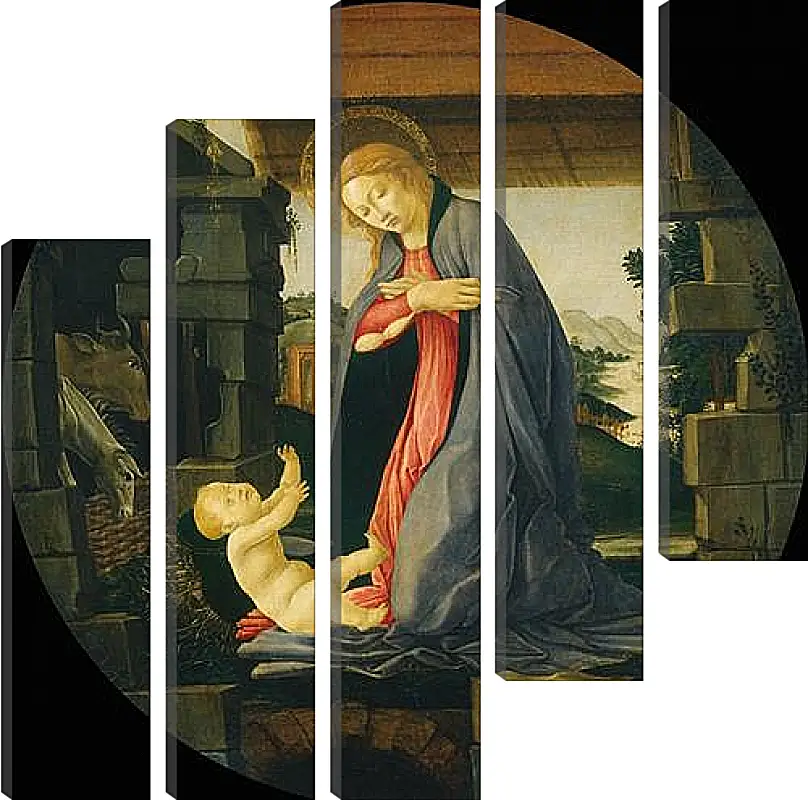 Модульная картина - The Virgin Adoring the Child. Сандро Боттичелли