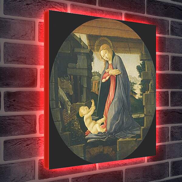Лайтбокс световая панель - The Virgin Adoring the Child. Сандро Боттичелли