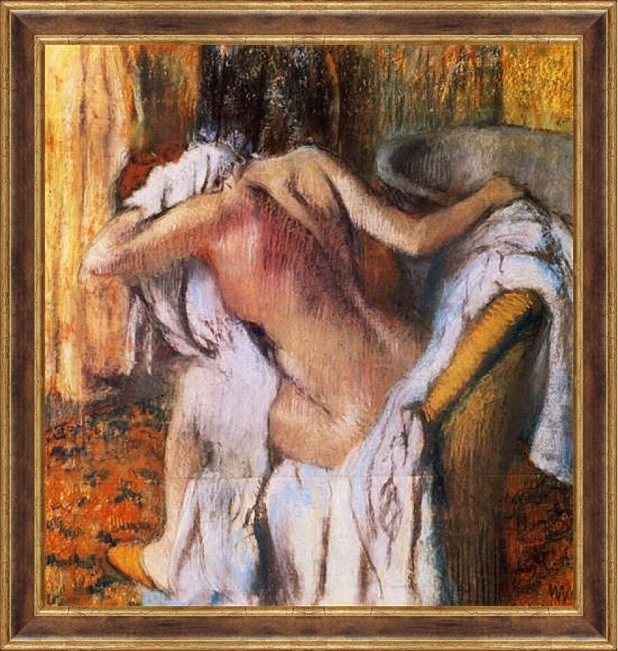 Картина в раме - Apres le bain. Эдгар Дега