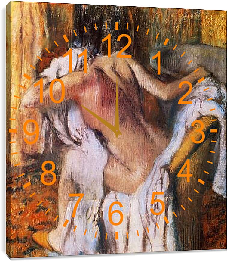 Часы картина - Apres le bain. Эдгар Дега