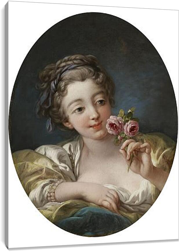 Постер и плакат - Girl with rose. Франсуа Буше
