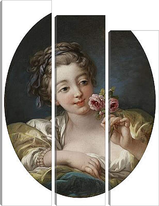 Модульная картина - Girl with rose. Франсуа Буше