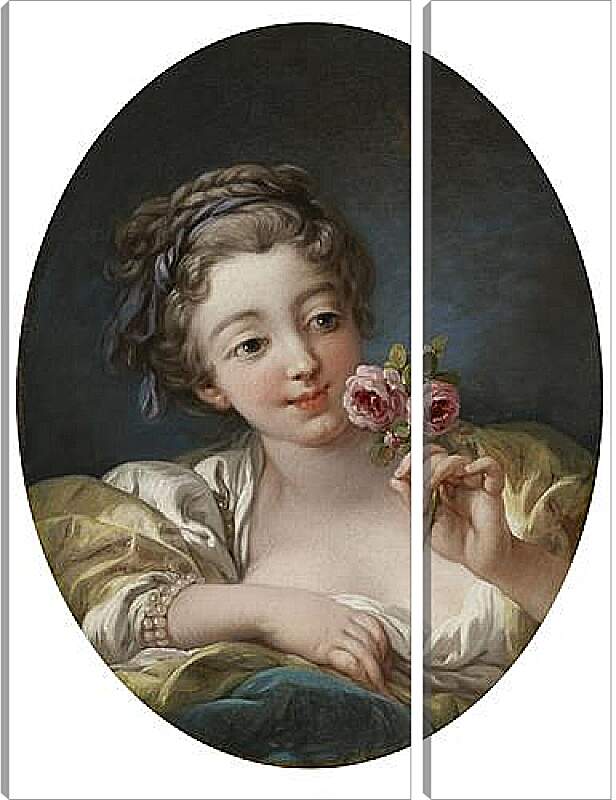 Модульная картина - Girl with rose. Франсуа Буше