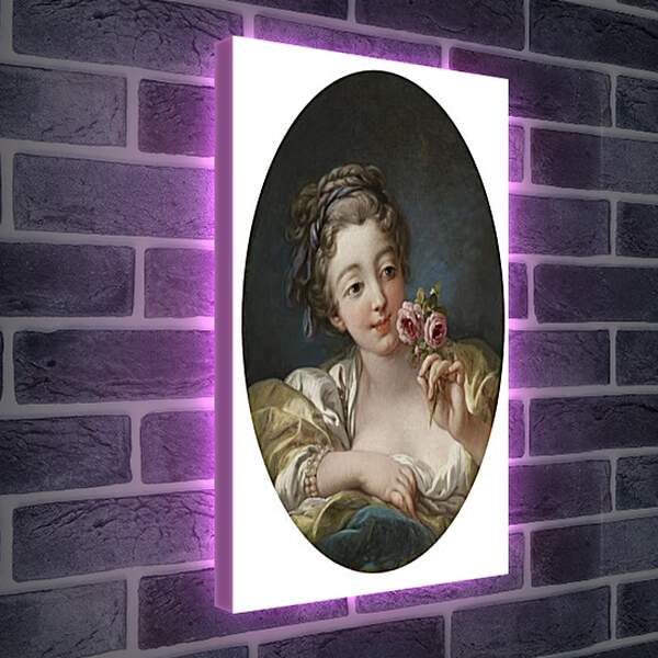 Лайтбокс световая панель - Girl with rose. Франсуа Буше