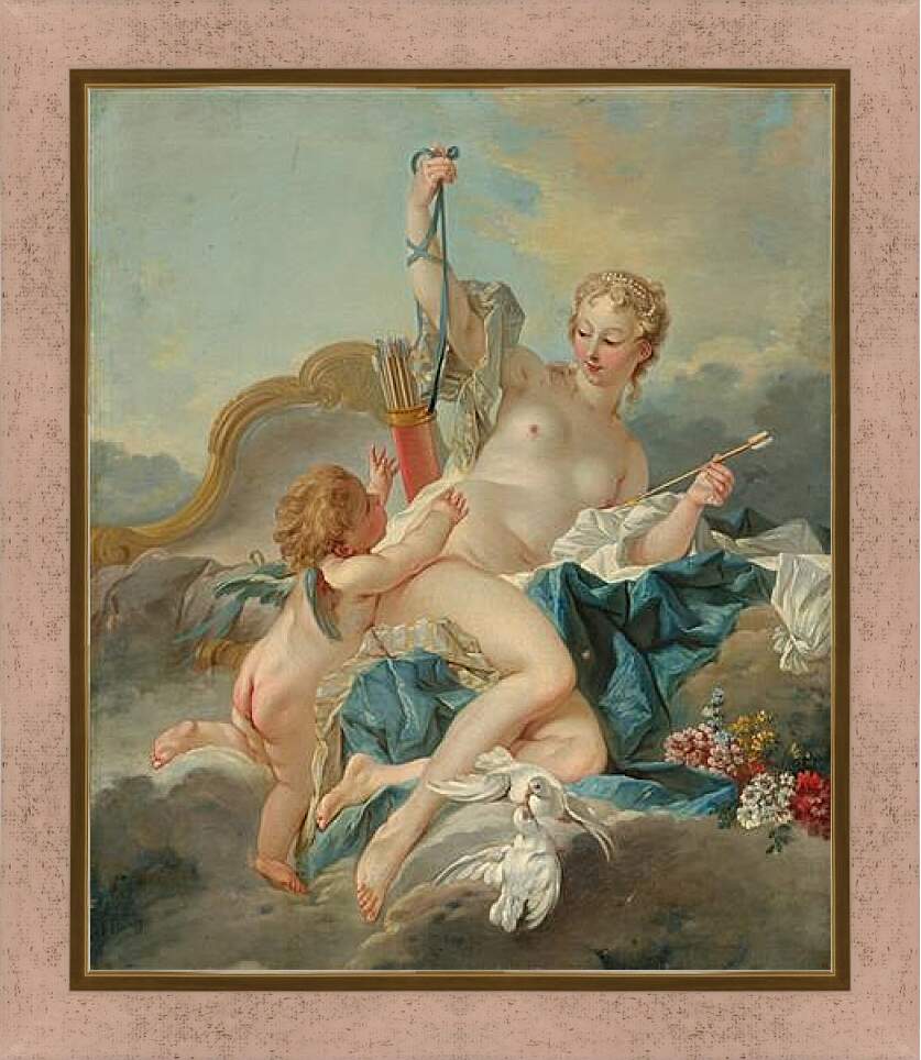 Картина в раме - Венера разоружает амура. Франсуа Буше