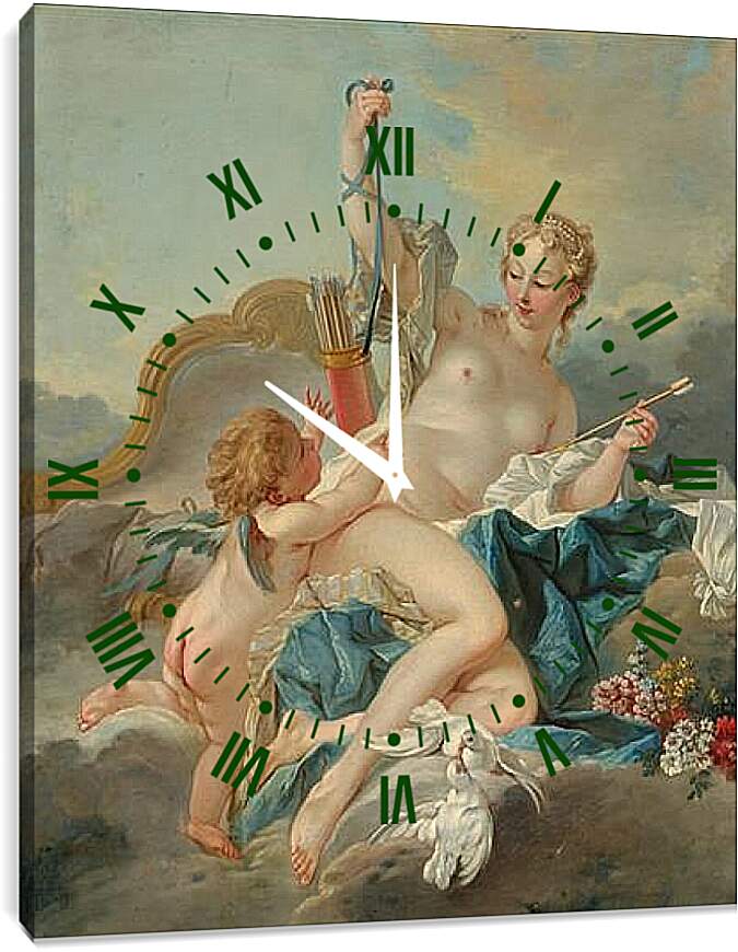 Часы картина - Венера разоружает амура. Франсуа Буше