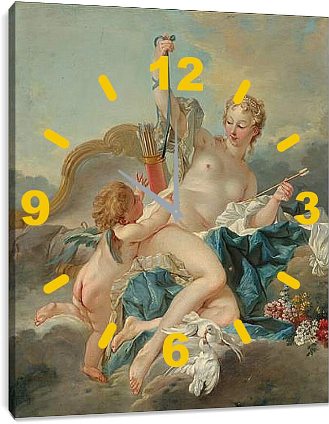 Часы картина - Венера разоружает амура. Франсуа Буше