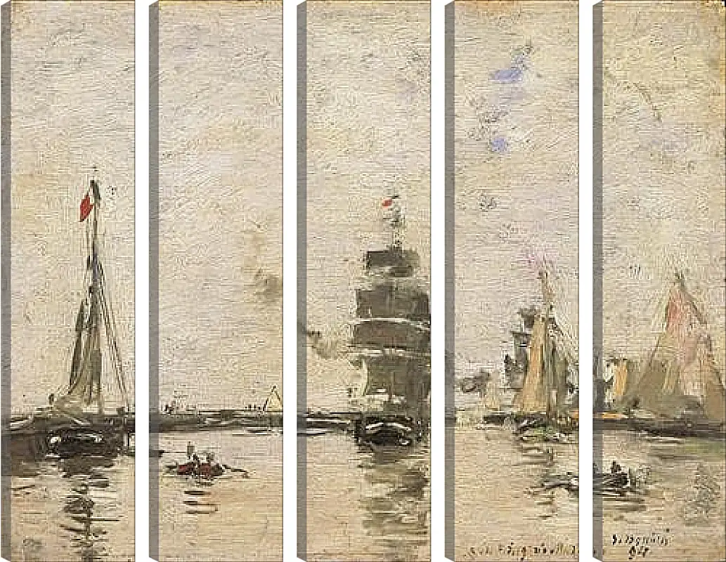 Модульная картина - Boats in Trouville Harbor. Эжен Буден