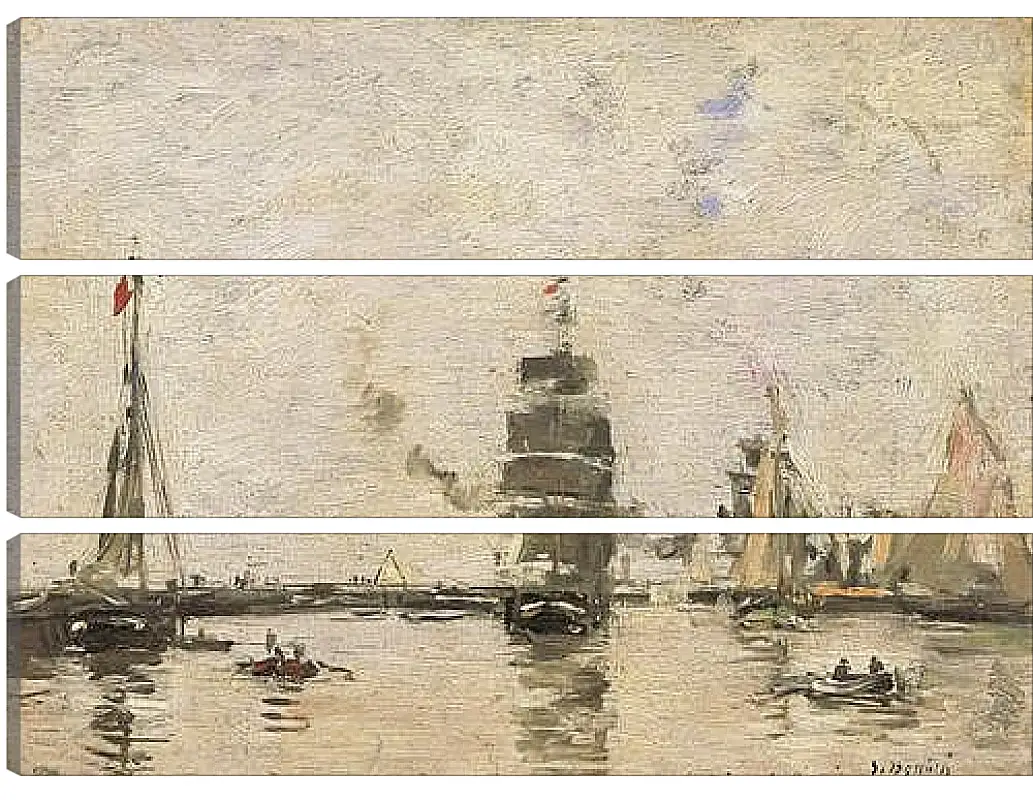 Модульная картина - Boats in Trouville Harbor. Эжен Буден