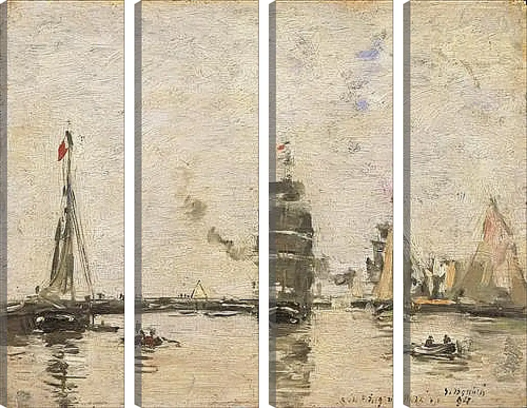 Модульная картина - Boats in Trouville Harbor. Эжен Буден