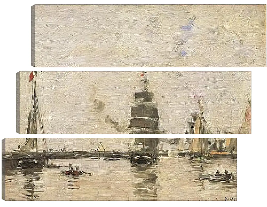 Модульная картина - Boats in Trouville Harbor. Эжен Буден