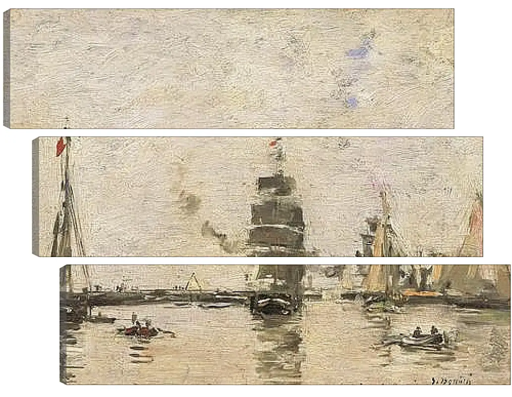 Модульная картина - Boats in Trouville Harbor. Эжен Буден