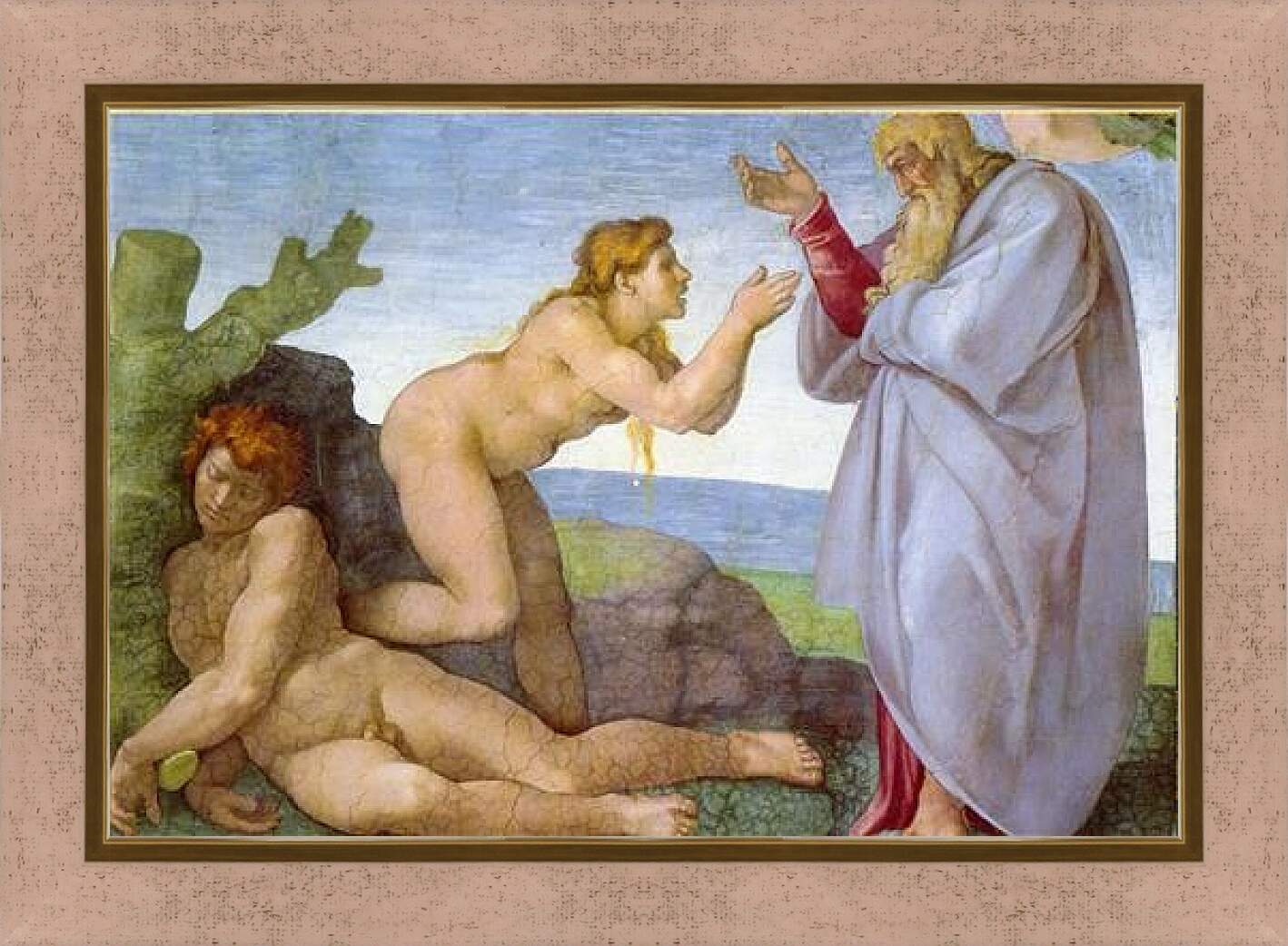 Картина в раме - Сотворение Евы. Микеланджело Буонарроти