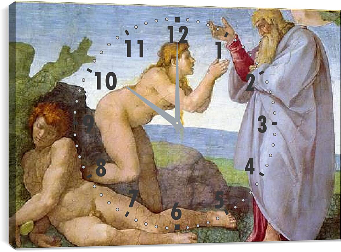 Часы картина - Сотворение Евы. Микеланджело Буонарроти