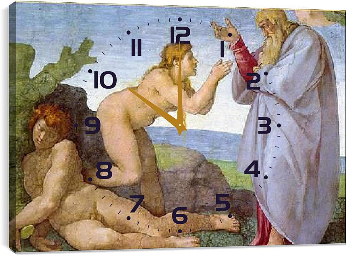 Часы картина - Сотворение Евы. Микеланджело Буонарроти