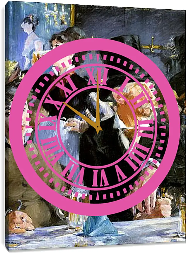 Часы картина - Au Cafe-concert, With the Cafe concert, Huile sur toile. Эдуард Мане