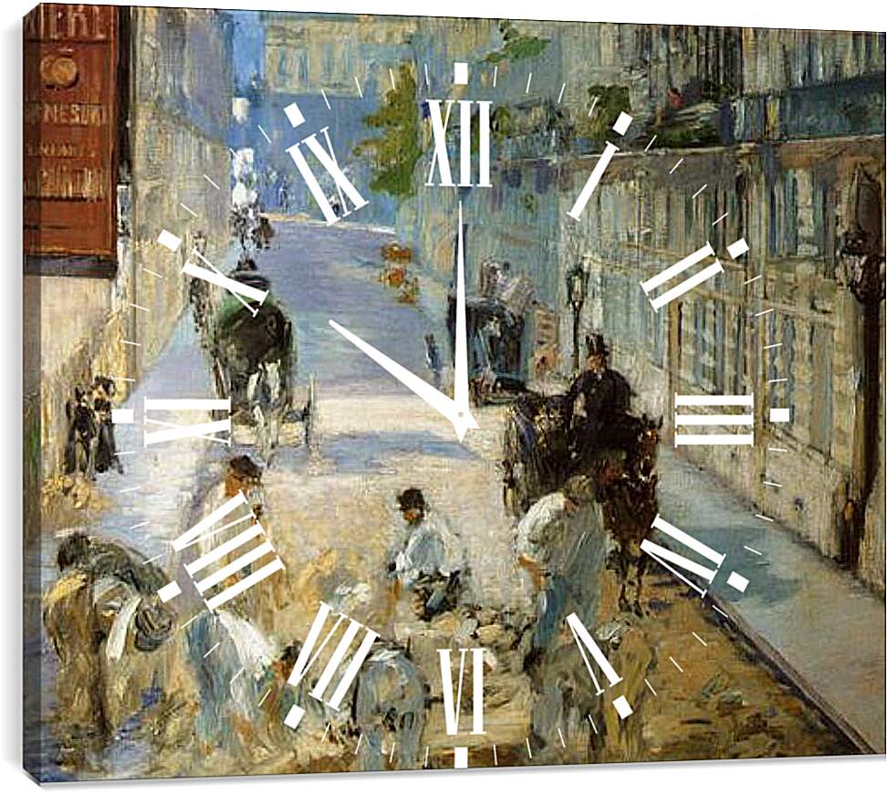 Часы картина - rue mosnier aux paveurs. Эдуард Мане