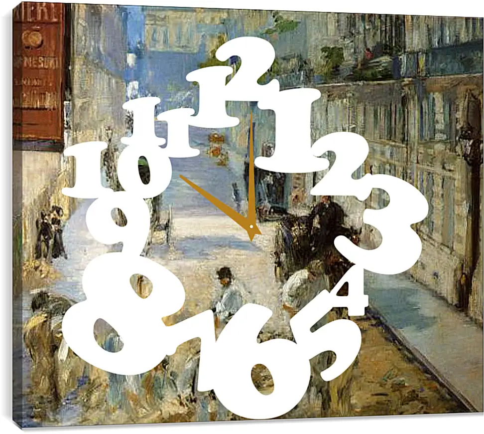 Часы картина - rue mosnier aux paveurs. Эдуард Мане