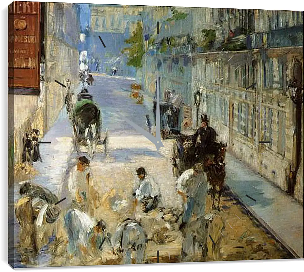 Часы картина - rue mosnier aux paveurs. Эдуард Мане