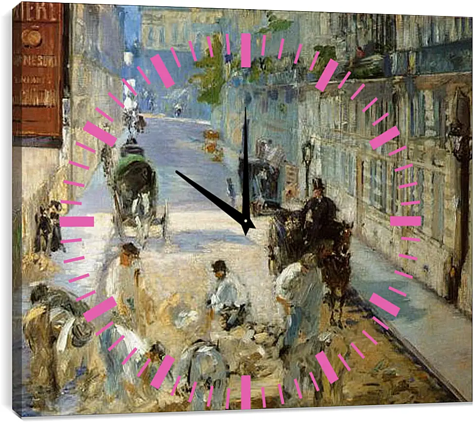 Часы картина - rue mosnier aux paveurs. Эдуард Мане