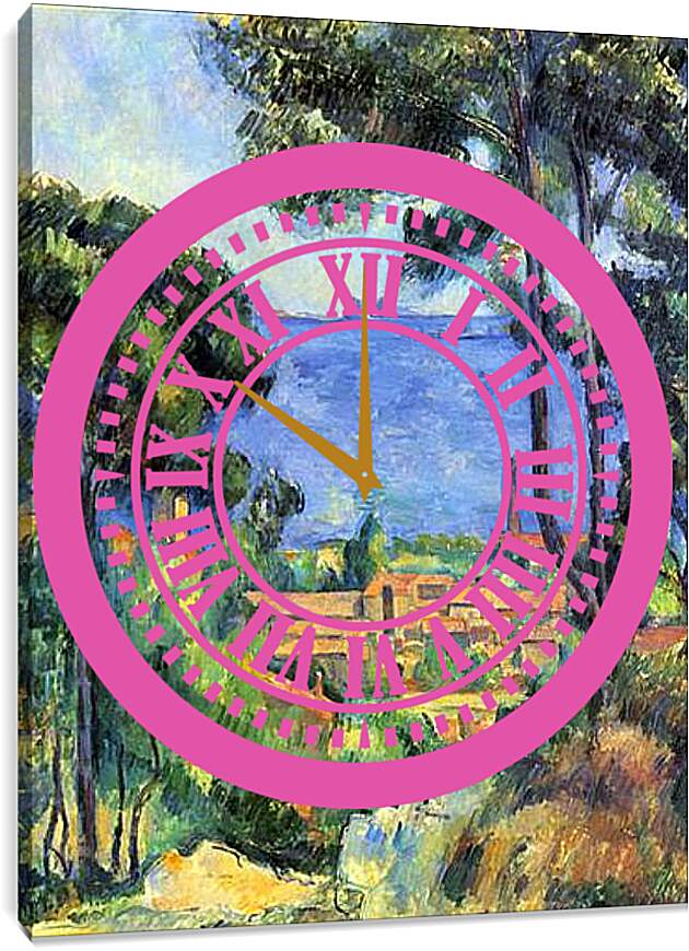 Часы картина - Вид на Эстак и шато де Иф (море в окрестностях Эстака). Поль Сезанн