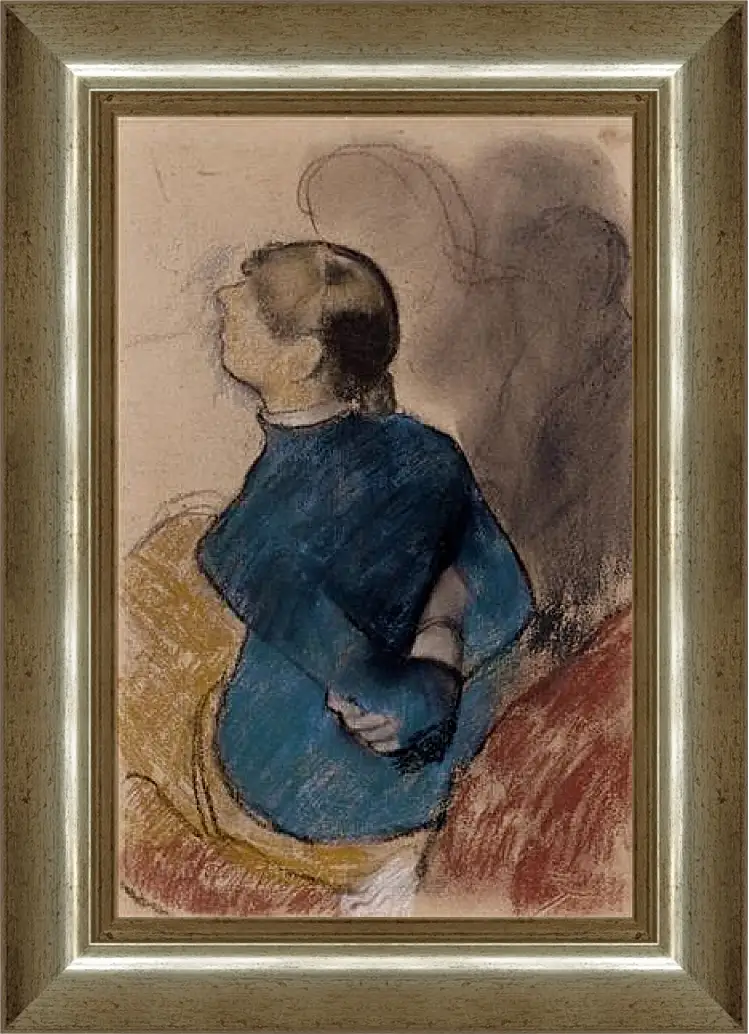 Картина в раме - Young Woman in Blue. Эдгар Дега