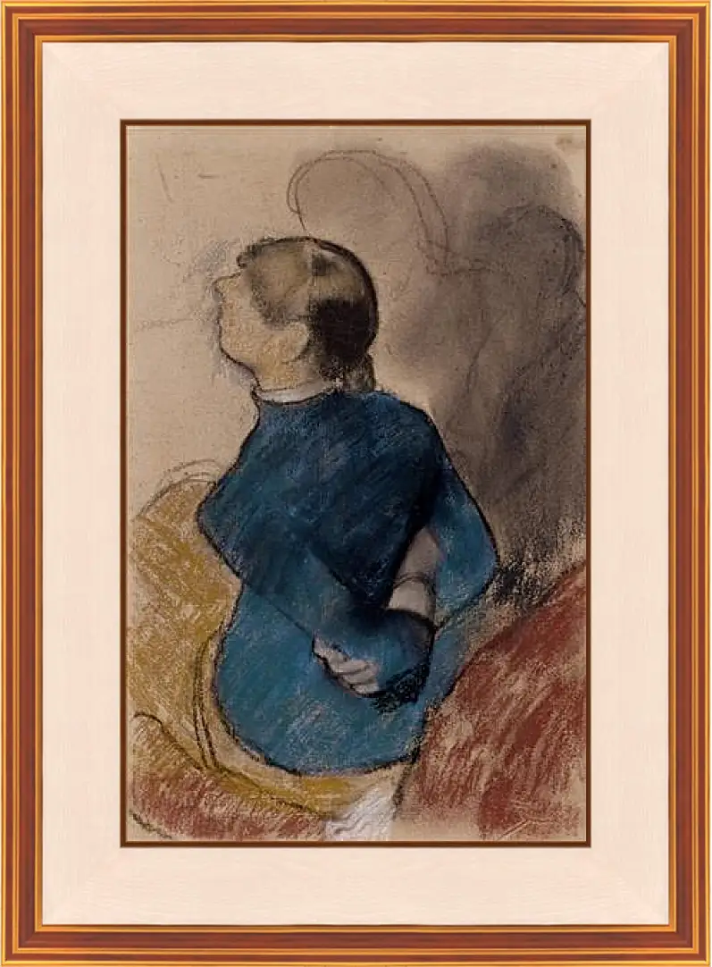 Картина в раме - Young Woman in Blue. Эдгар Дега