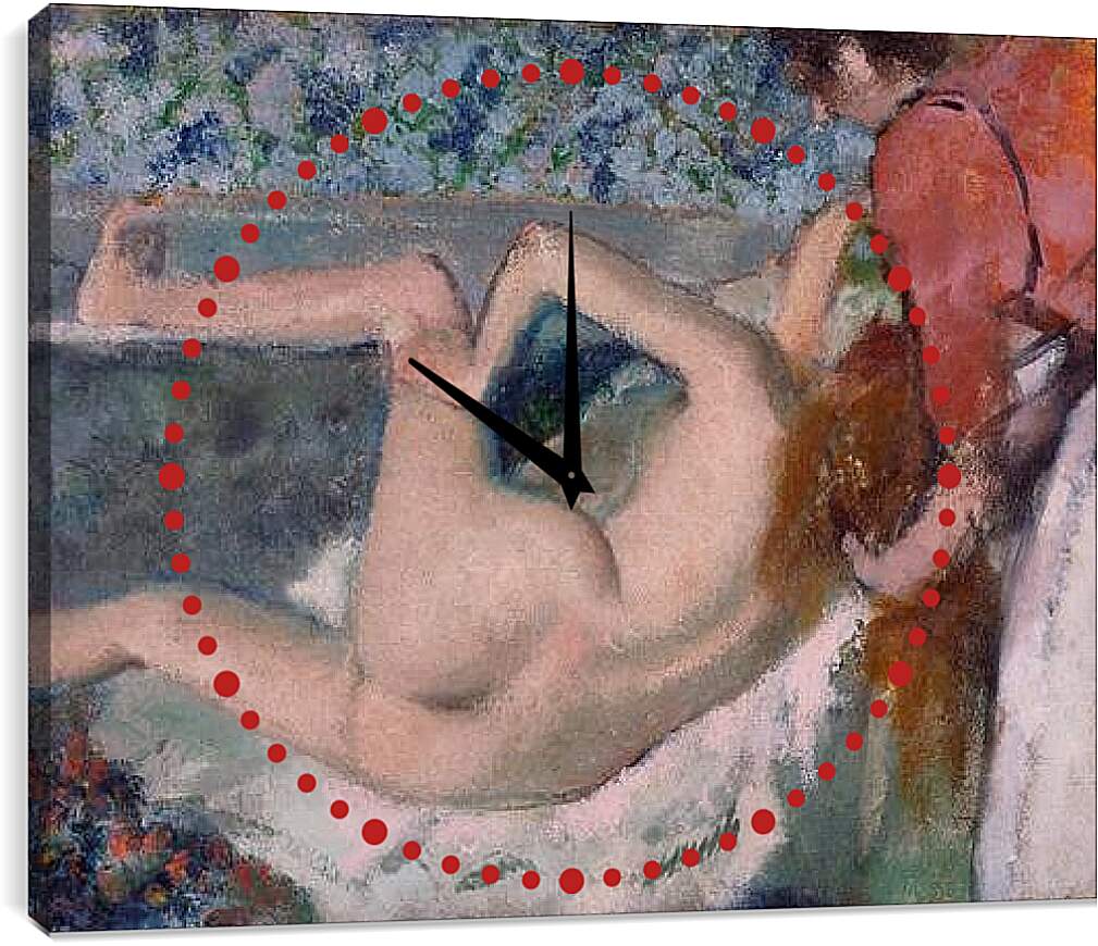Часы картина - After the Bath. Эдгар Дега