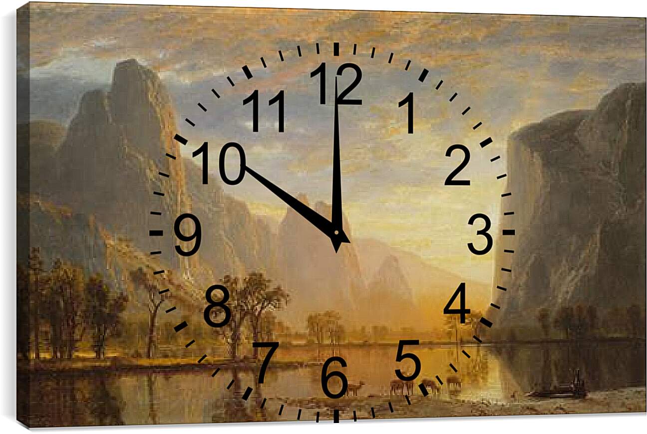 Часы картина - Valley of the Yosemite. Долина Йосемити, Калифорния. Альберт Бирштадт
