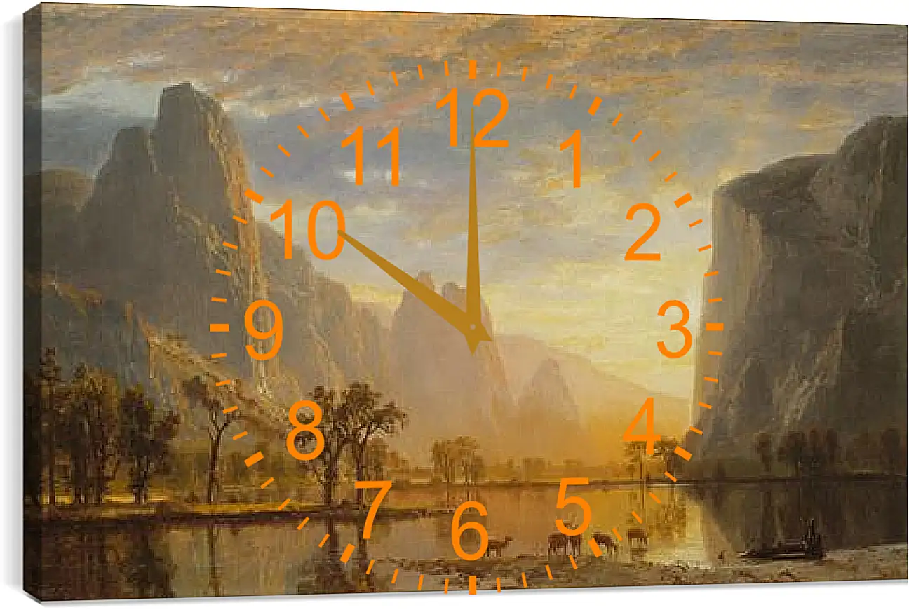 Часы картина - Valley of the Yosemite. Долина Йосемити, Калифорния. Альберт Бирштадт