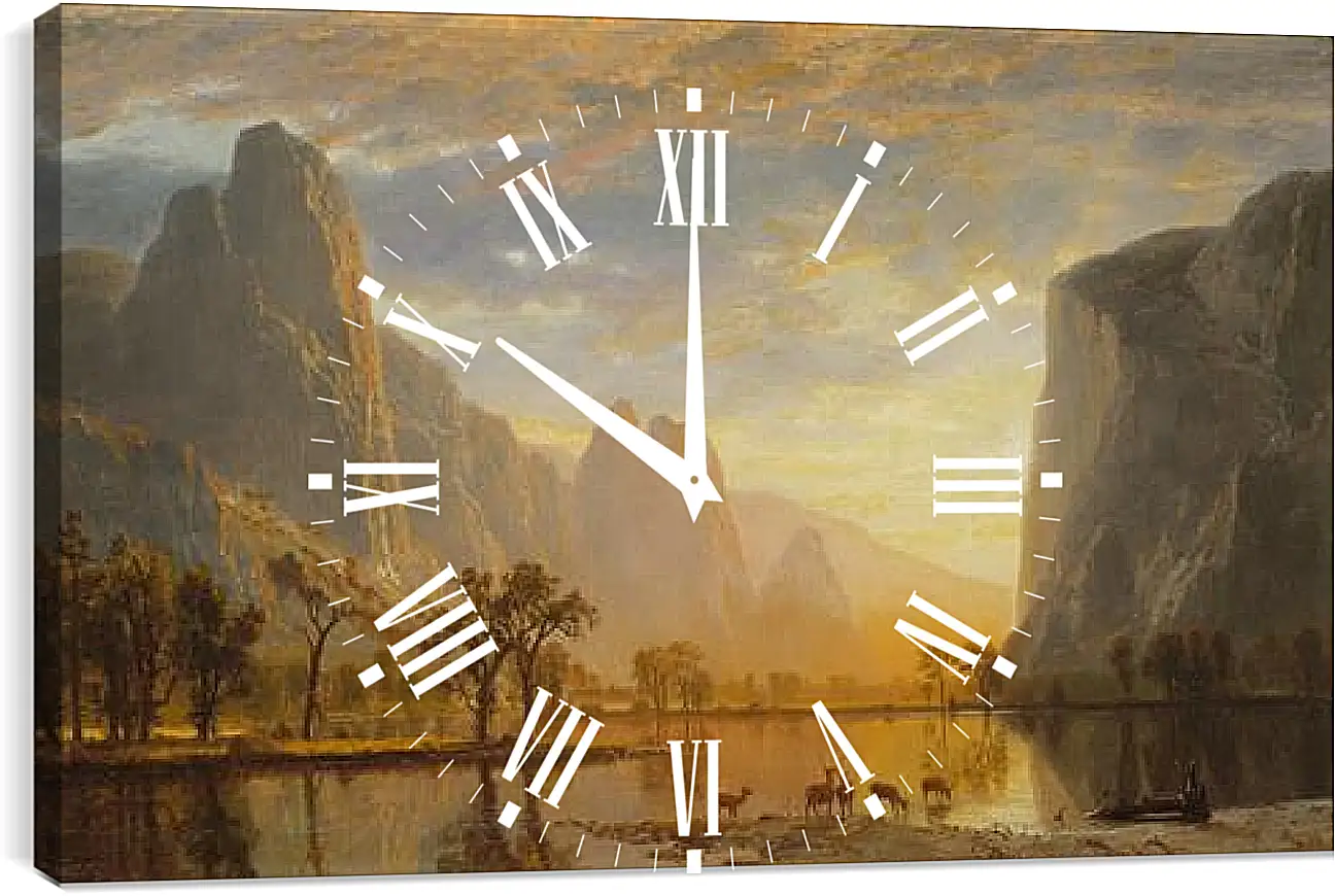 Часы картина - Valley of the Yosemite. Долина Йосемити, Калифорния. Альберт Бирштадт