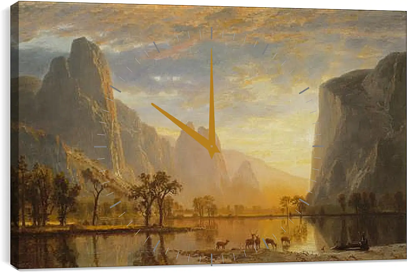 Часы картина - Valley of the Yosemite. Долина Йосемити, Калифорния. Альберт Бирштадт