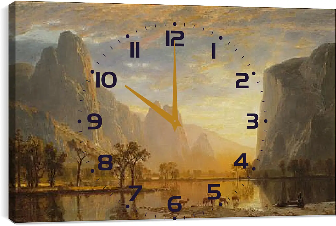 Часы картина - Valley of the Yosemite. Долина Йосемити, Калифорния. Альберт Бирштадт